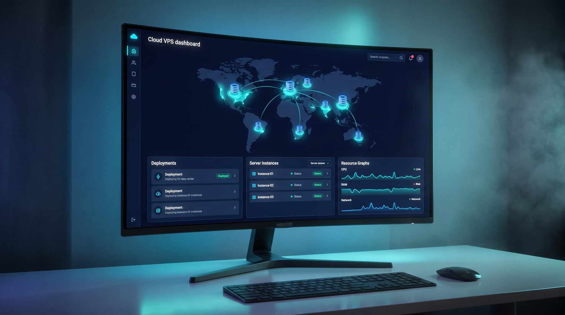 Cloud VPS infrastructure dashboard