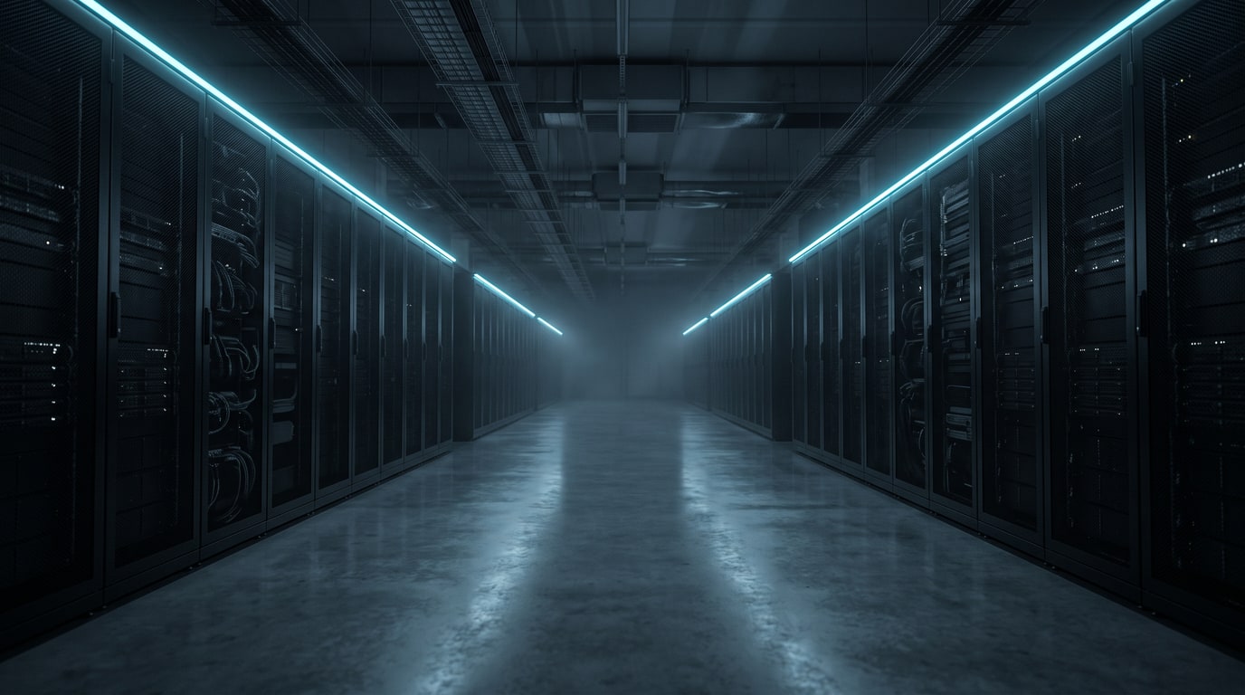 A server aisle inside a data center