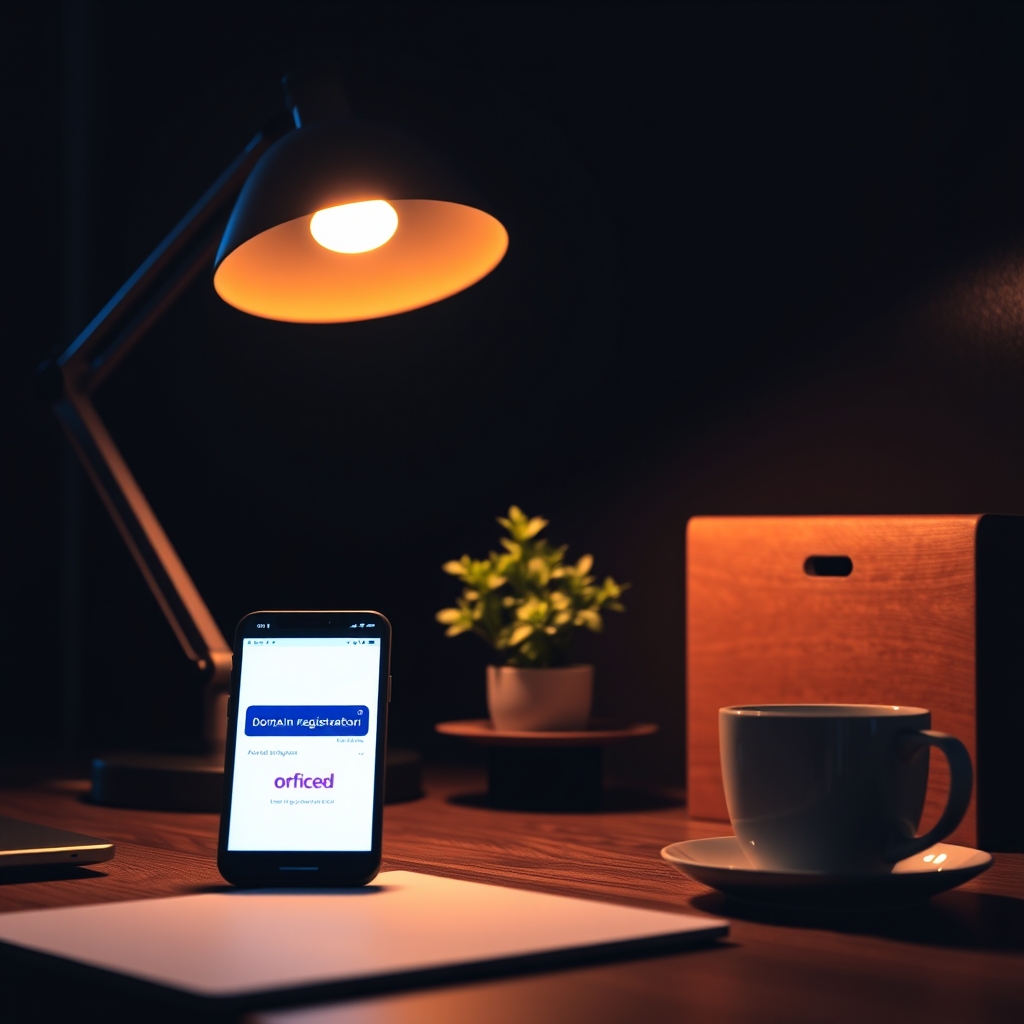 Domain registrar comparison 2026 - smartphone showing domain registration confirmation on a dark desk